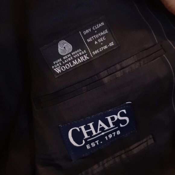 Vintage CHAPS Pinstripe Blazer Jacket Wool Suit Sport Coat Business Mens 40S - Picture 11 of 13